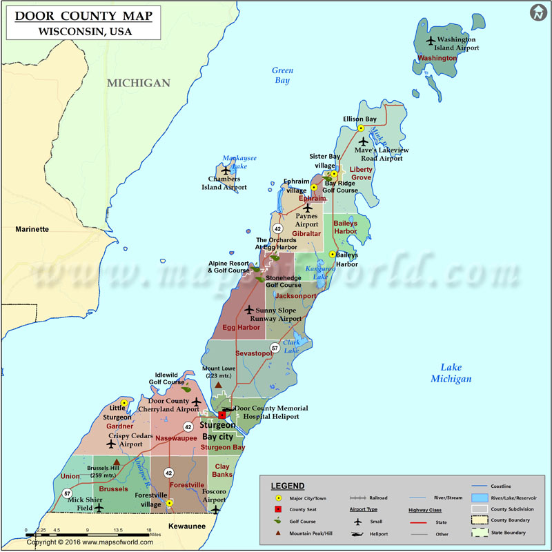 Door County Wisconsin service area map